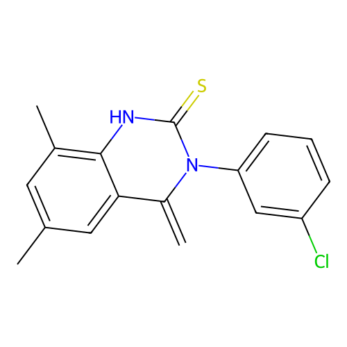 3-(3-chlorophenyl)-6,8-dimethyl-4-methylidene-1H-quinazoline-2-thione structure