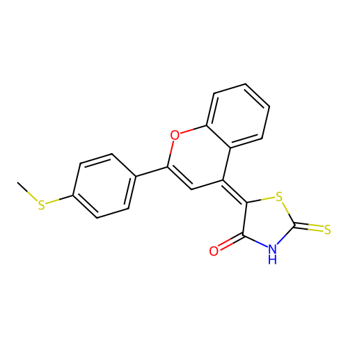 (Z)-5-(2-(4-(methylthio)phenyl)-4H-chromen-4-ylidene)-2-thioxothiazolidin-4-one structure