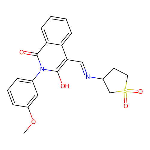 4-[[(1,1-dioxothiolan-3-yl)amino]methylidene]-2-(3-methoxyphenyl)isoquinoline-1,3-dione structure