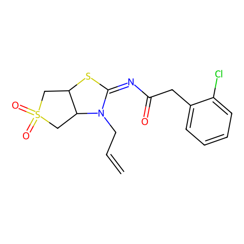 2-(2-chlorophenyl)-N-[(2E)-5,5-dioxido-3-(prop-2-en-1-yl)tetrahydrothieno[3,4-d][1,3]thiazol-2(3H)-ylidene]acetamide structure
