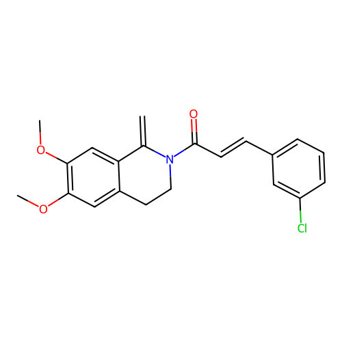 (2E)-3-(3-chlorophenyl)-1-(6,7-dimethoxy-1-methylidene-3,4-dihydroisoquinolin-2(1H)-yl)prop-2-en-1-one structure