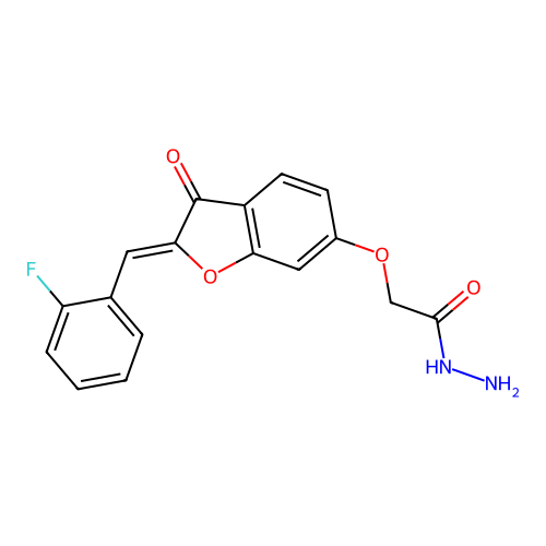 (Z)-2-((2-(2-fluorobenzylidene)-3-oxo-2,3-dihydrobenzofuran-6-yl)oxy)acetohydrazide structure