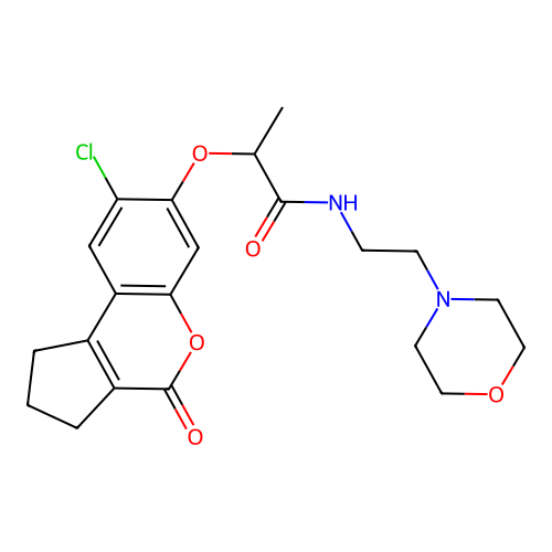 2-((8-chloro-4-oxo-1,2,3,4-tetrahydrocyclopenta[c]chromen-7-yl)oxy)-N-(2-morpholinoethyl)propanamide structure