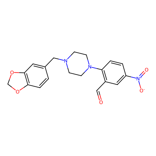 2-[4-(1,3-Benzodioxol-5-ylmethyl)piperazin-1-yl]-5-nitrobenzaldehyde structure