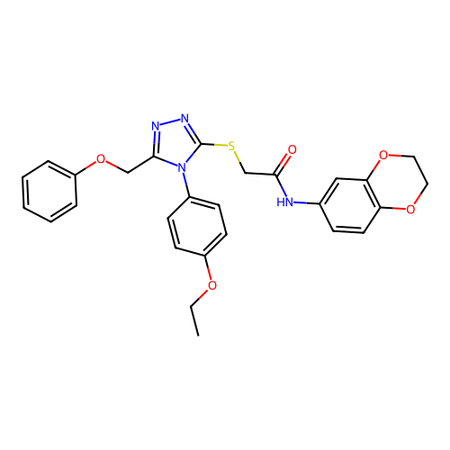 N-(2,3-dihydro-1,4-benzodioxin-6-yl)-2-{[4-(4-ethoxyphenyl)-5-(phenoxymethyl)-4H-1,2,4-triazol-3-yl]sulfanyl}acetamide structure