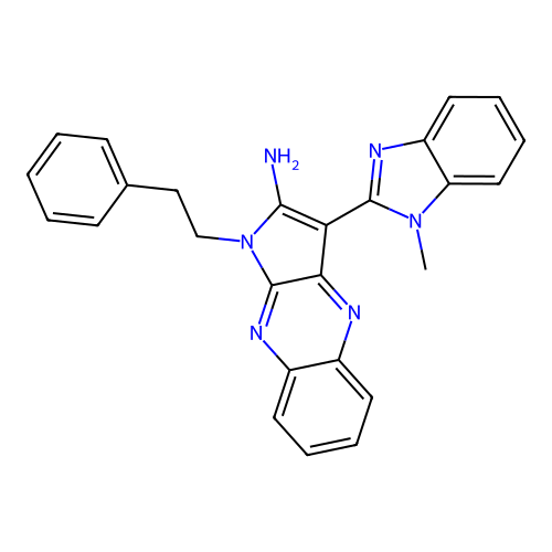 3-(1-methyl-1H-benzimidazol-2-yl)-1-(2-phenylethyl)-1H-pyrrolo[2,3-b]quinoxalin-2-amine structure