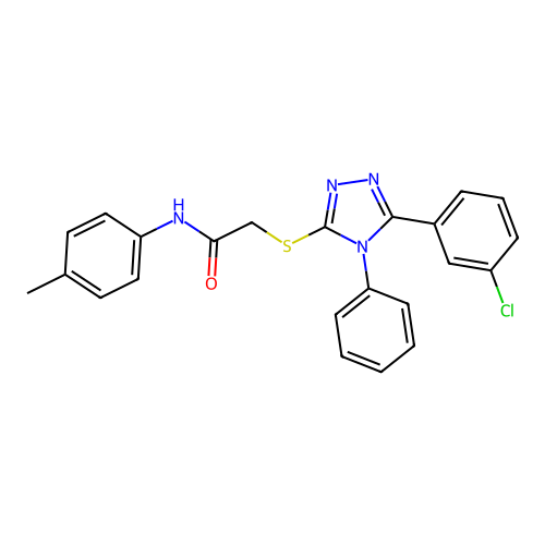 2-[[5-(3-chlorophenyl)-4-phenyl-1,2,4-triazol-3-yl]sulfanyl]-N-(4-methylphenyl)acetamide structure