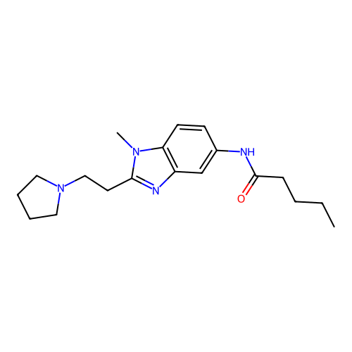 N-{1-methyl-2-[2-(pyrrolidin-1-yl)ethyl]-1H-benzimidazol-5-yl}pentanamide structure