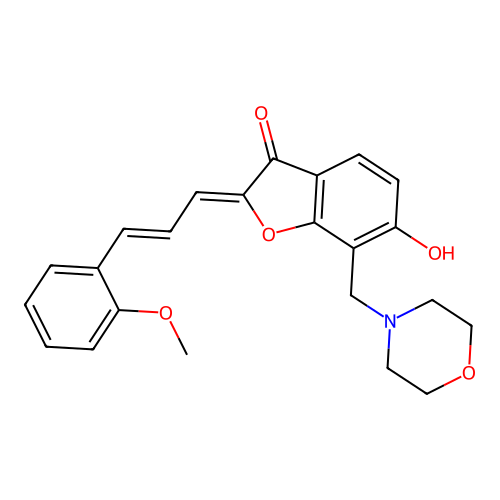 (Z)-6-hydroxy-2-((E)-3-(2-methoxyphenyl)allylidene)-7-(morpholinomethyl)benzofuran-3(2H)-one structure