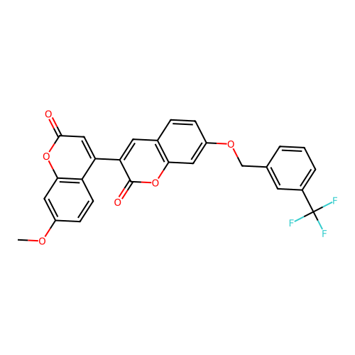 7'-methoxy-7-{[3-(trifluoromethyl)benzyl]oxy}-2H,2'H-3,4'-bichromene-2,2'-dione structure