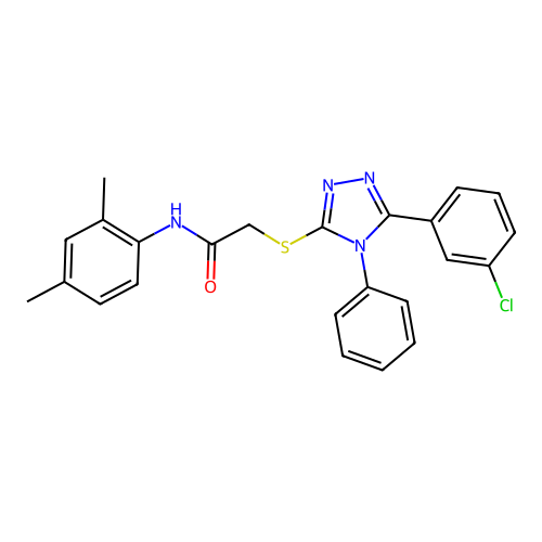 2-[[5-(3-chlorophenyl)-4-phenyl-1,2,4-triazol-3-yl]sulfanyl]-N-(2,4-dimethylphenyl)acetamide structure