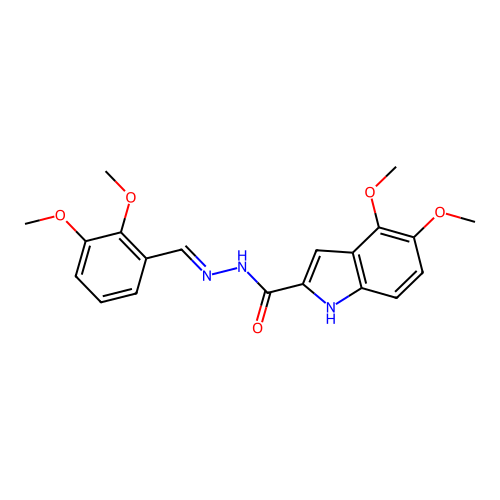 (E)-N'-(2,3-dimethoxybenzylidene)-4,5-dimethoxy-1H-indole-2-carbohydrazide structure