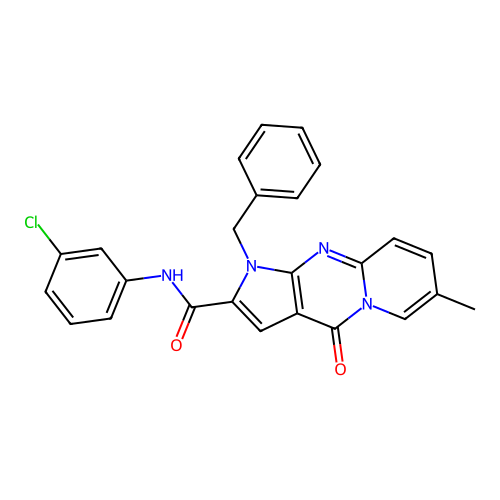 1-benzyl-N-(3-chlorophenyl)-7-methyl-4-oxo-1,4-dihydropyrido[1,2-a]pyrrolo[2,3-d]pyrimidine-2-carboxamide structure