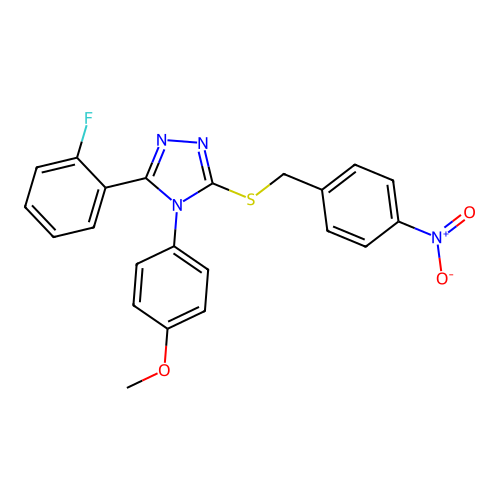 3-(2-fluorophenyl)-4-(4-methoxyphenyl)-5-[(4-nitrophenyl)methylsulfanyl]-1,2,4-triazole structure