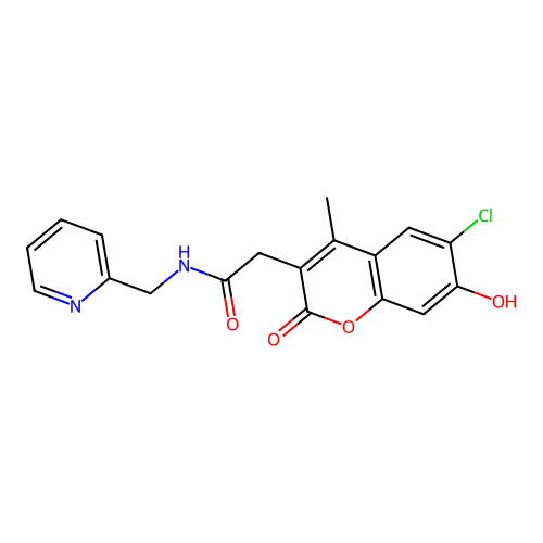2-(6-chloro-7-hydroxy-4-methyl-2-oxo-2H-chromen-3-yl)-N-(pyridin-2-ylmethyl)acetamide structure