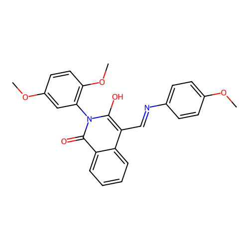 (4E)-2-(2,5-dimethoxyphenyl)-4-[(4-methoxyanilino)methylidene]isoquinoline-1,3-dione structure