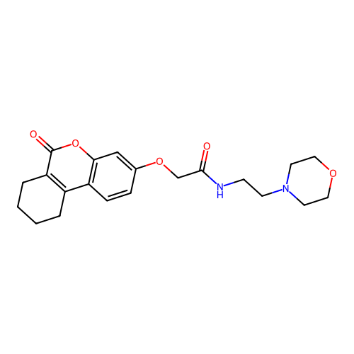 N-(2-morpholin-4-ylethyl)-2-[(6-oxo-7,8,9,10-tetrahydrobenzo[c]chromen-3-yl)oxy]acetamide structure