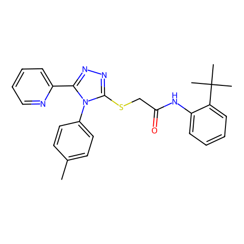 N-(2-tert-butylphenyl)-2-{[4-(4-methylphenyl)-5-(pyridin-2-yl)-4H-1,2,4-triazol-3-yl]sulfanyl}acetamide structure