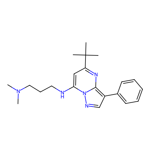 N'-(5-tert-butyl-3-phenylpyrazolo[1,5-a]pyrimidin-7-yl)-N,N-dimethylpropane-1,3-diamine structure