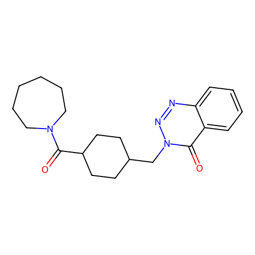 3-{[4-(azepan-1-ylcarbonyl)cyclohexyl]methyl}-1,2,3-benzotriazin-4(3H)-one structure