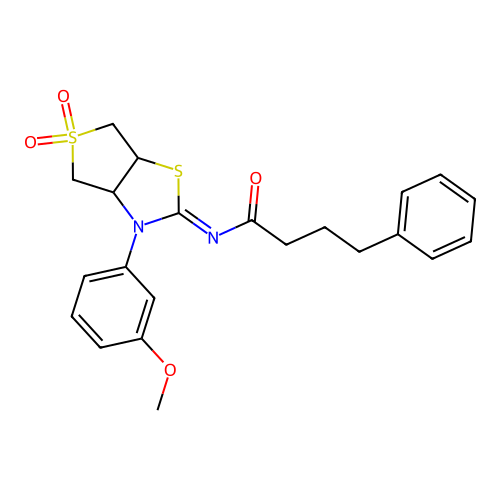 (Z)-N-(3-(3-methoxyphenyl)-5,5-dioxidotetrahydrothieno[3,4-d]thiazol-2(3H)-ylidene)-4-phenylbutanamide structure
