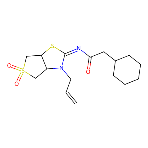 (Z)-N-(3-allyl-5,5-dioxidotetrahydrothieno[3,4-d]thiazol-2(3H)-ylidene)-2-cyclohexylacetamide structure