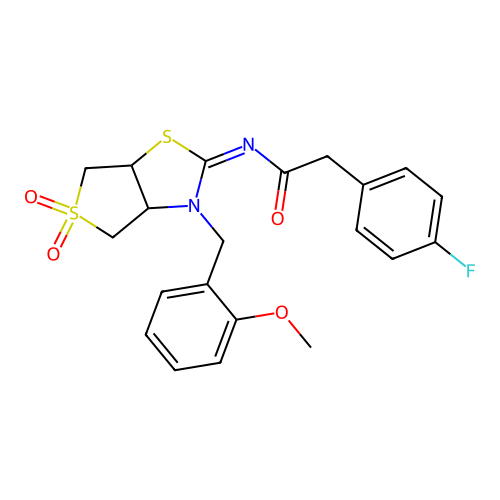 (Z)-2-(4-fluorophenyl)-N-(3-(2-methoxybenzyl)-5,5-dioxidotetrahydrothieno[3,4-d]thiazol-2(3H)-ylidene)acetamide structure