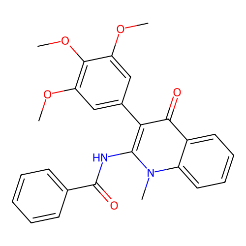 N-[1-methyl-4-oxo-3-(3,4,5-trimethoxyphenyl)quinolin-2-yl]benzamide structure