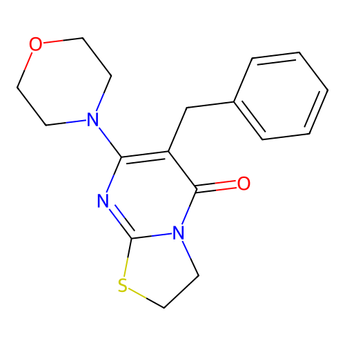 6-benzyl-7-(morpholin-4-yl)-2,3-dihydro-5H-[1,3]thiazolo[3,2-a]pyrimidin-5-one structure