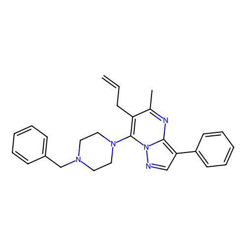 6-Allyl-7-(4-benzylpiperazin-1-yl)-5-methyl-3-phenylpyrazolo[1,5-a]pyrimidine structure