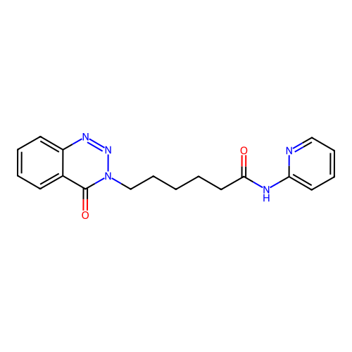 6-(4-oxo-1,2,3-benzotriazin-3(4H)-yl)-N-(pyridin-2-yl)hexanamide structure