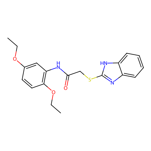 2-(1H-benzimidazol-2-ylsulfanyl)-N-(2,5-diethoxyphenyl)acetamide structure