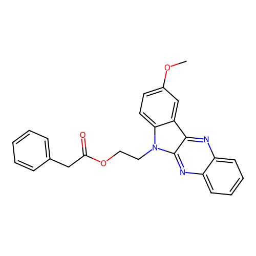 2-(9-methoxy-6H-indolo[2,3-b]quinoxalin-6-yl)ethyl phenylacetate structure