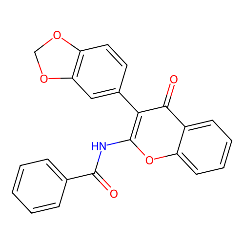 N-[3-(1,3-benzodioxol-5-yl)-4-oxochromen-2-yl]benzamide structure