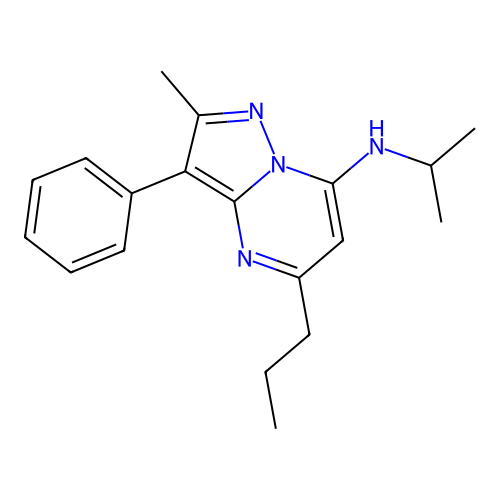 2-methyl-3-phenyl-N-(propan-2-yl)-5-propylpyrazolo[1,5-a]pyrimidin-7-amine structure
