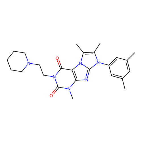 8-(3,5-dimethylphenyl)-1,6,7-trimethyl-3-(2-(piperidin-1-yl)ethyl)-1H-imidazo[2,1-f]purine-2,4(3H,8H)-dione structure