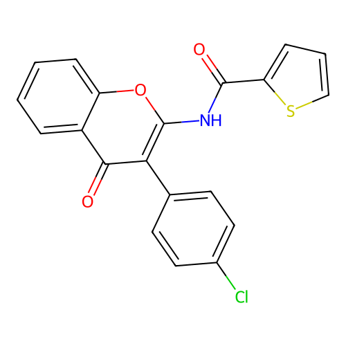 N-(3-(4-chlorophenyl)-4-oxo-4H-chromen-2-yl)thiophene-2-carboxamide structure