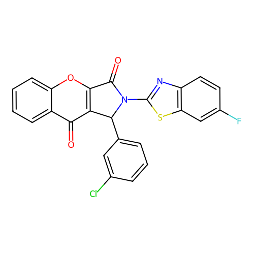 1-(3-chlorophenyl)-2-(6-fluoro-1,3-benzothiazol-2-yl)-1,2-dihydrochromeno[2,3-c]pyrrole-3,9-dione structure