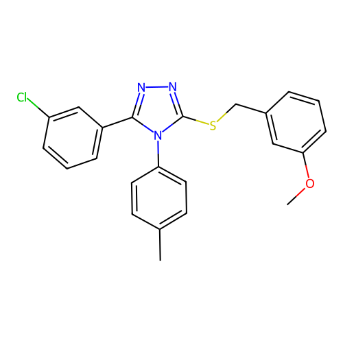 3-(3-chlorophenyl)-5-[(3-methoxyphenyl)methylsulfanyl]-4-(4-methylphenyl)-1,2,4-triazole structure