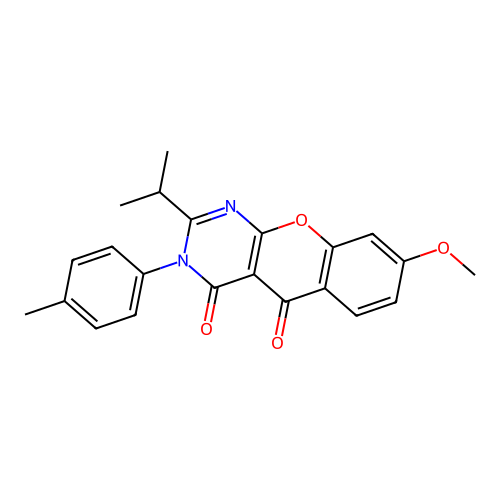 2-isopropyl-8-methoxy-3-(p-tolyl)-3H-chromeno[2,3-d]pyrimidine-4,5-dione structure