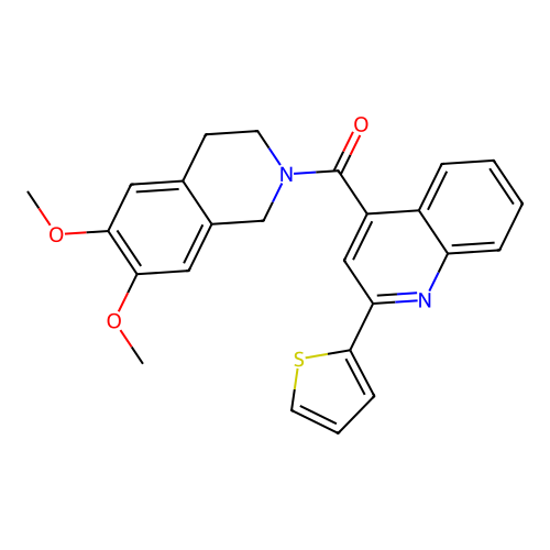 (6,7-dimethoxy-3,4-dihydro-1H-isoquinolin-2-yl)-(2-thiophen-2-ylquinolin-4-yl)methanone structure