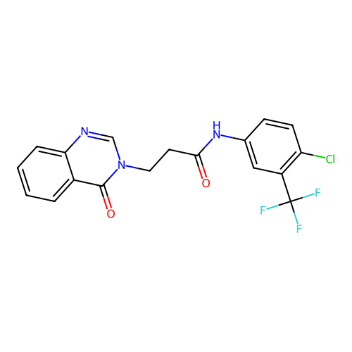 N-(4-chloro-3-(trifluoromethyl)phenyl)-3-(4-oxoquinazolin-3(4H)-yl)propanamide structure