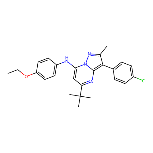 5-tert-butyl-3-(4-chlorophenyl)-N-(4-ethoxyphenyl)-2-methylpyrazolo[1,5-a]pyrimidin-7-amine structure