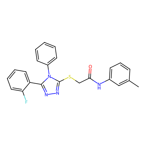 2-[[5-(2-fluorophenyl)-4-phenyl-1,2,4-triazol-3-yl]sulfanyl]-N-(3-methylphenyl)acetamide structure