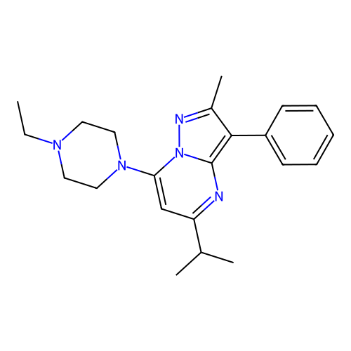 7-(4-Ethylpiperazin-1-yl)-5-isopropyl-2-methyl-3-phenylpyrazolo[1,5-a]pyrimidine structure