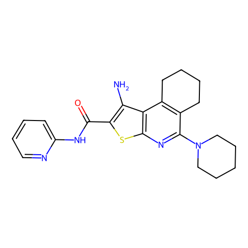 1-amino-5-(piperidin-1-yl)-N-(pyridin-2-yl)-6,7,8,9-tetrahydrothieno[2,3-c]isoquinoline-2-carboxamide structure