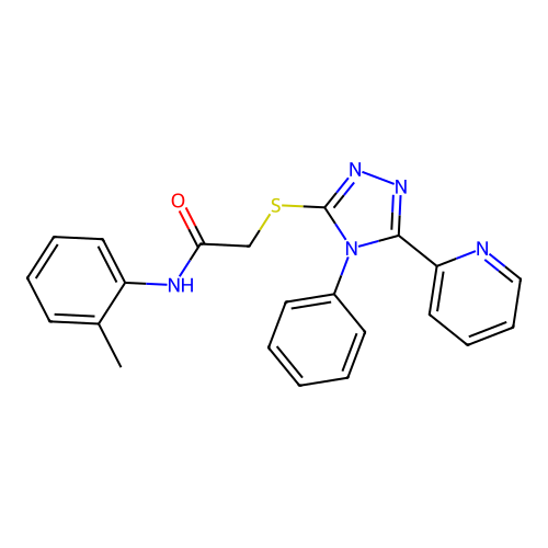 N-(2-methylphenyl)-2-[(4-phenyl-5-pyridin-2-yl-1,2,4-triazol-3-yl)sulfanyl]acetamide structure