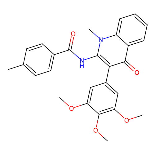 4-methyl-N-[1-methyl-4-oxo-3-(3,4,5-trimethoxyphenyl)quinolin-2-yl]benzamide structure