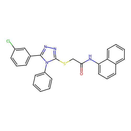 2-{[5-(3-chlorophenyl)-4-phenyl-4H-1,2,4-triazol-3-yl]sulfanyl}-N-(naphthalen-1-yl)acetamide structure