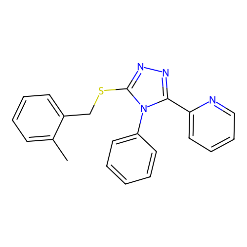 3-[(2-Methylphenyl)methylthio]-4-phenyl-5-(2-pyridyl)-1,2,4-triazole structure